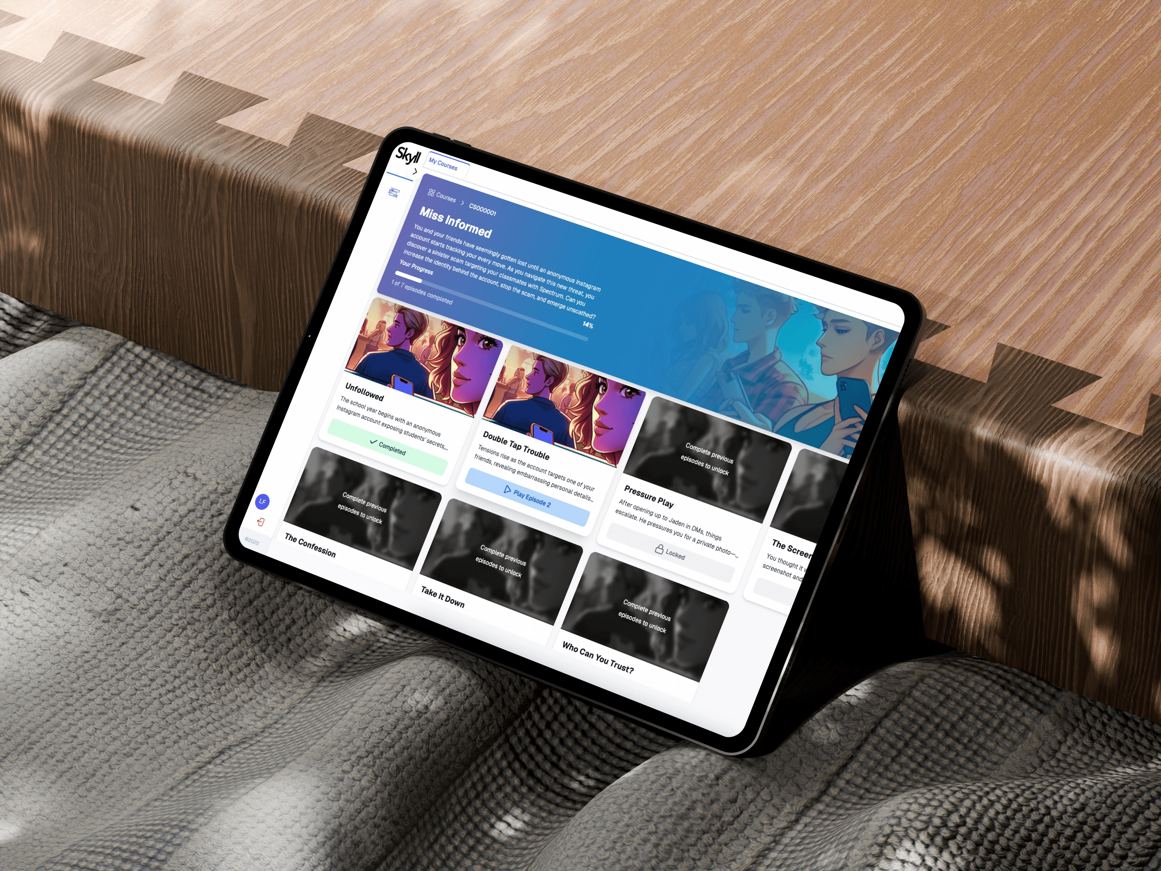 Skyll student game interface